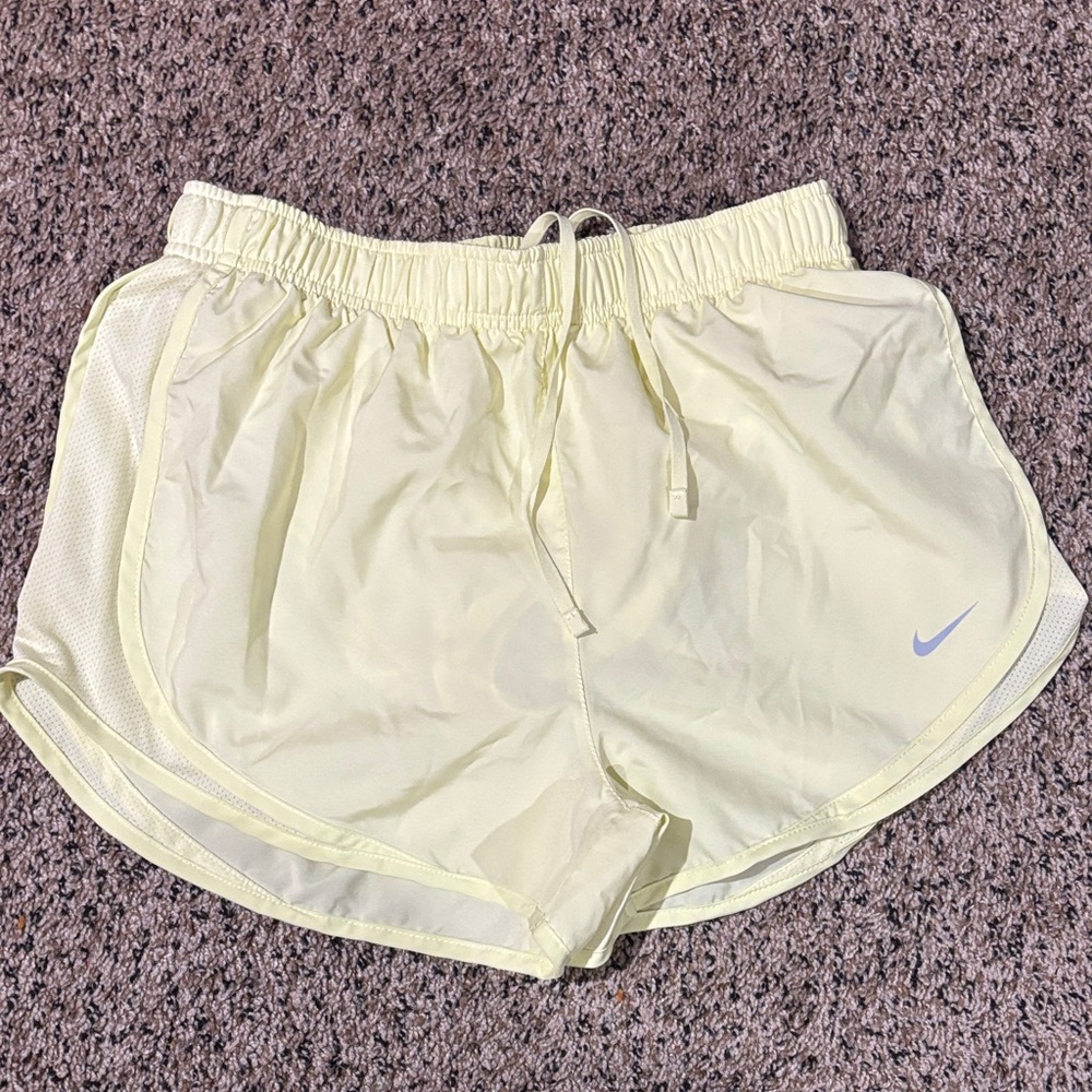 Nike Women's Light Yellow Athletic Shorts